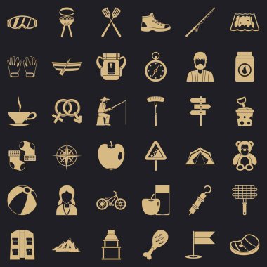 Yürüyen Icons set, basit tarzı