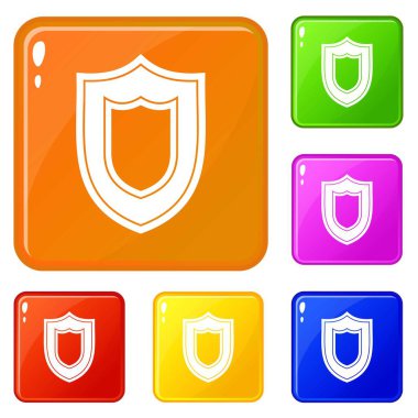 Kalkan simgeler kümesi vektör renk