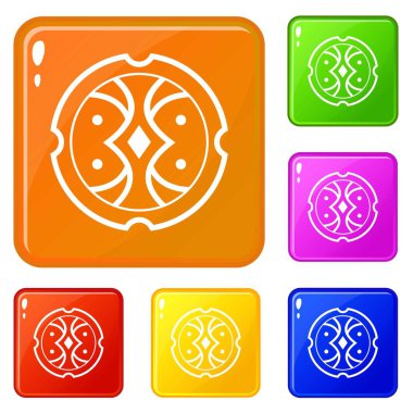 Kalkan simgeler kümesi vektör renk