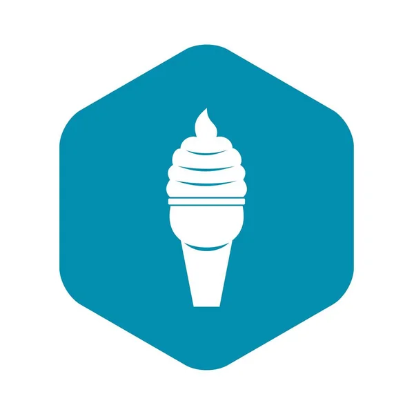 Ice cream ikon-ban waffle kúp, egyszerű stílus — Stock Vector