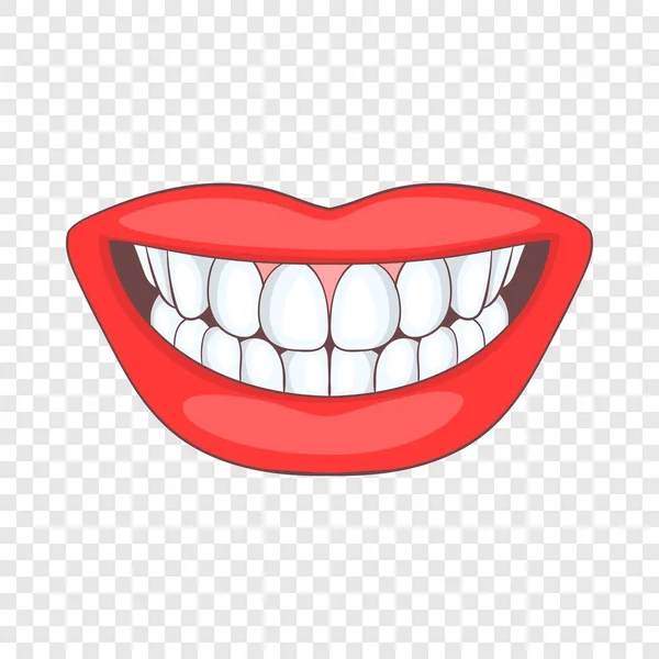 Sonrisa con icono de diente blanco, estilo de dibujos animados — Vector de stock