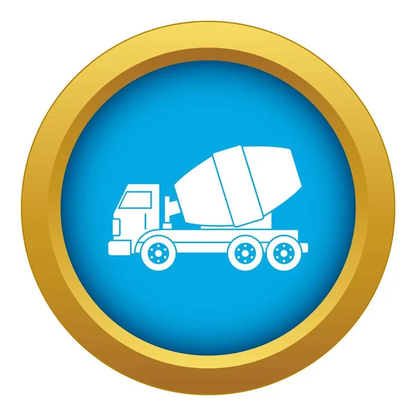 Truck betonmixer pictogram blauwe vector geïsoleerd — Stockvector