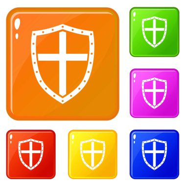 Kalkan simgeler kümesi vektör renk