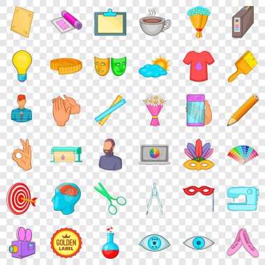 Sanat Atölyesi Icons set, karikatür tarzı