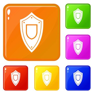 Kalkan simgeler kümesi vektör renk