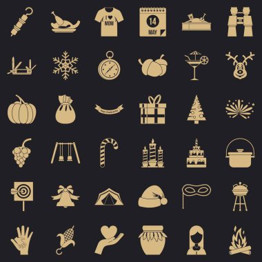 Tatil Icons set, basit tarzı