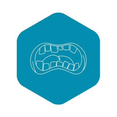 Çarpık dişler simgesi, anahat stili ile açık ağız