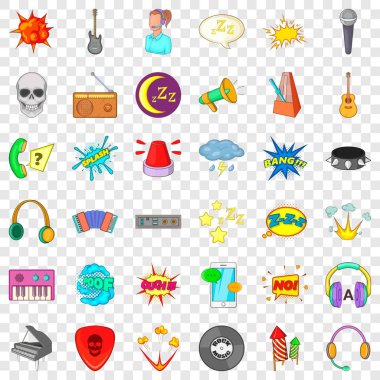 Müzik Icons set, karikatür tarzı