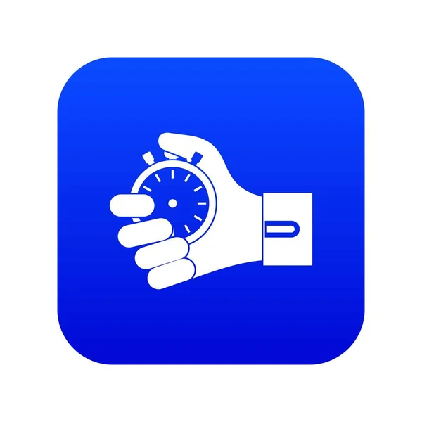 Hand holding stopwatch icon digital blue — Stock Vector