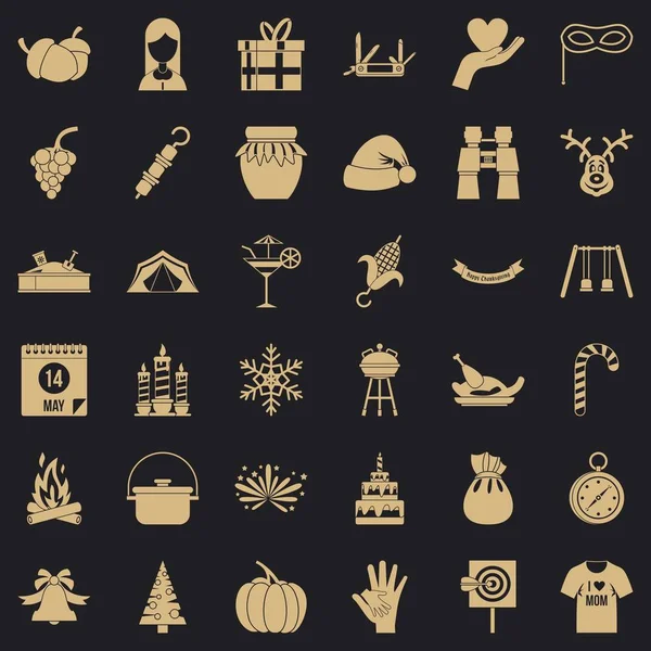 Conjunto de iconos de tradición familiar, estilo simple — Vector de stock