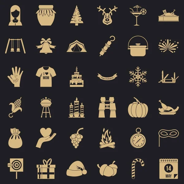 Conjunto de iconos de celebración, estilo simple — Vector de stock