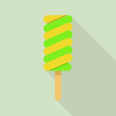 Limon yeşili buzlu dondurma simgesi, düz stil