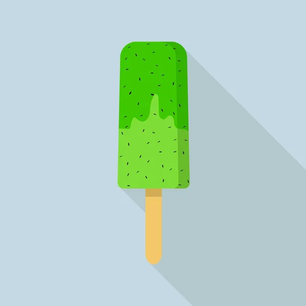 Grön Kiwi Popsicle ikon, platt stil — Stock vektor