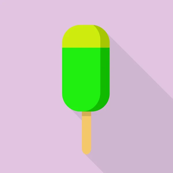 Lime green popsicle icon, flat style — Stock Vector