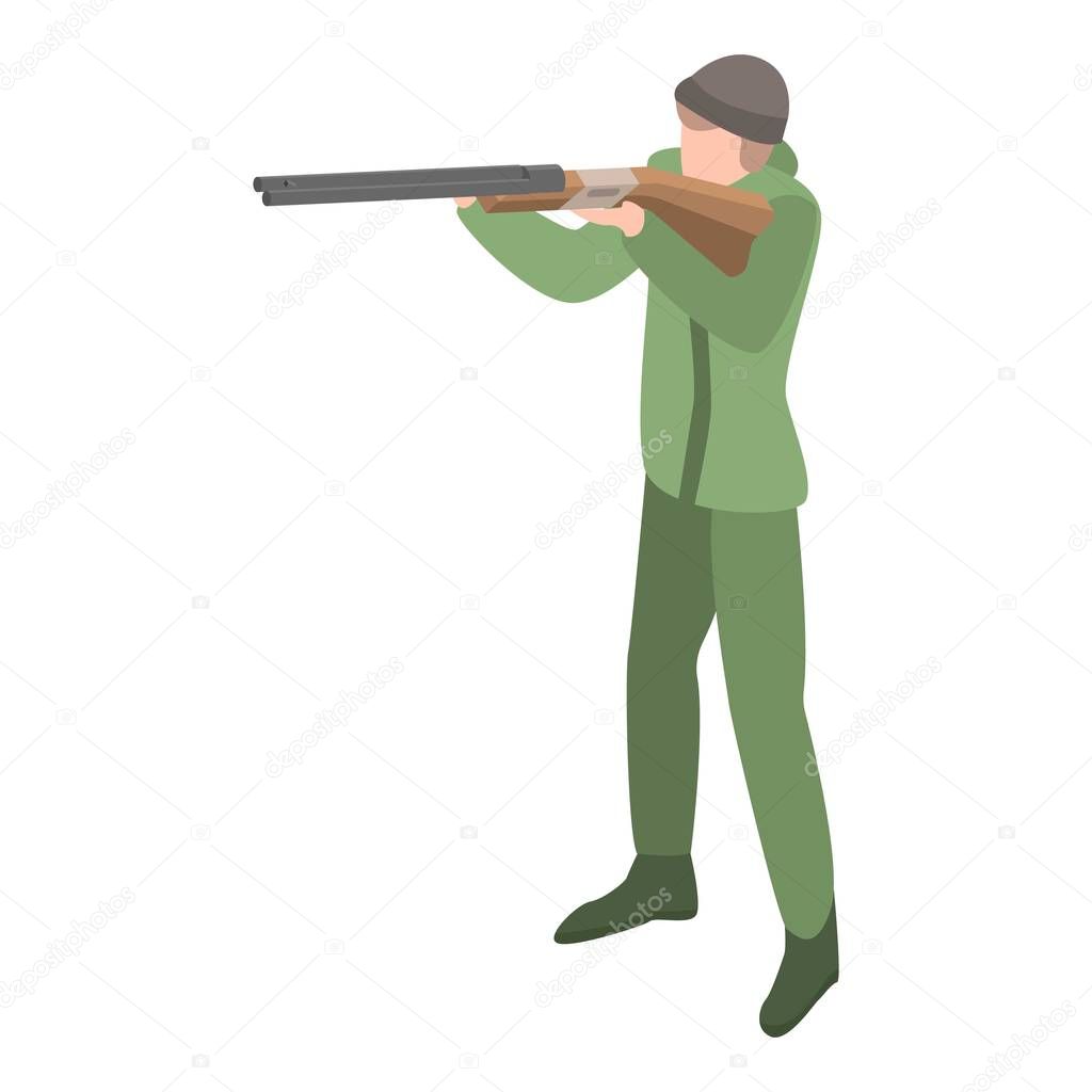 Hunter ready to shoot icon, isometric style