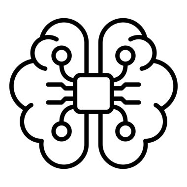 AI beyin simgesi, anahat stili