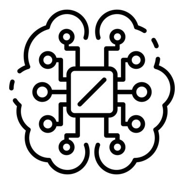 Ai işlemci beyin simgesi, anahat stili