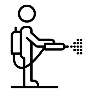 Mite disinfectant man icon, outline style clipart