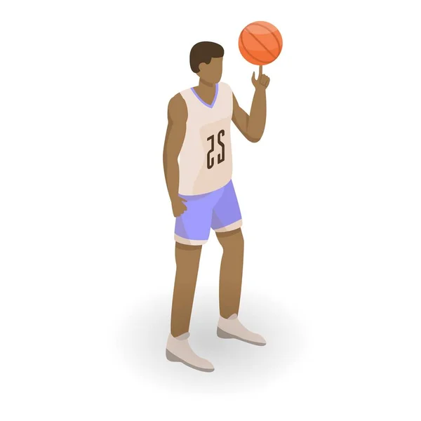 Icono de hombre de baloncesto africano, estilo isométrico — Archivo Imágenes Vectoriales