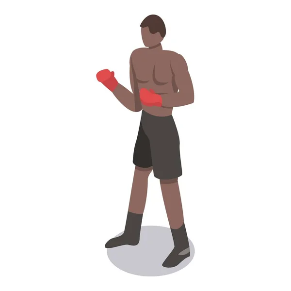 Icono hombre boxeo africano, estilo isométrico — Archivo Imágenes Vectoriales