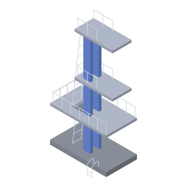 Icono torre de buceo de piscina, estilo isométrico — Vector de stock