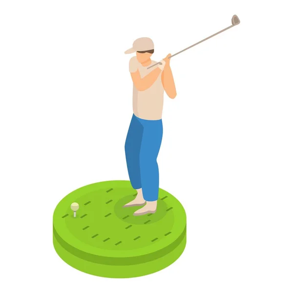 Ember játszik Golf ikon, izometrikus stílus — Stock Vector