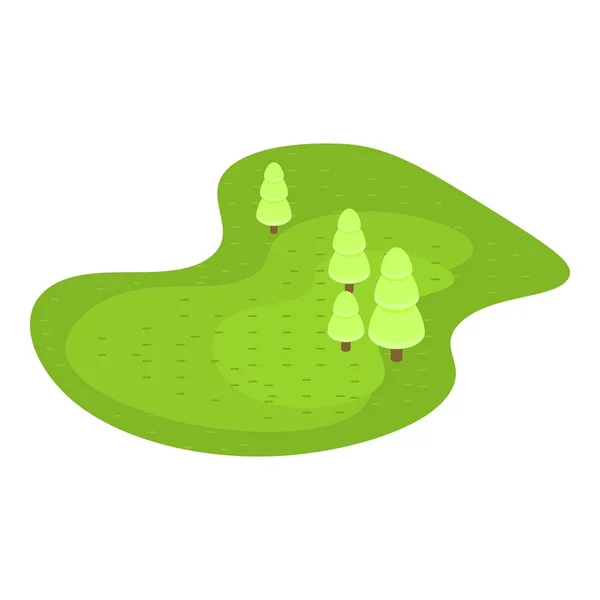 Green golf field icon, isometric style — Stock Vector