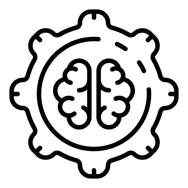 Icono de tecnología de engranajes cerebrales Ai, estilo de esquema — Archivo Imágenes Vectoriales