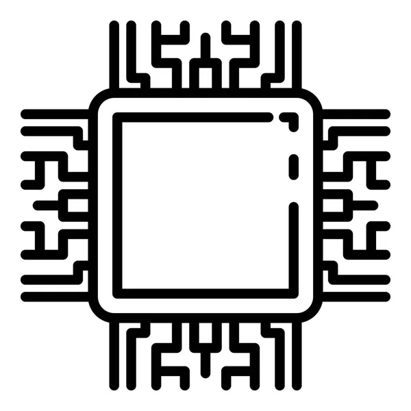 Központi AI processzor ikonja, körvonalstílus — Stock Vector