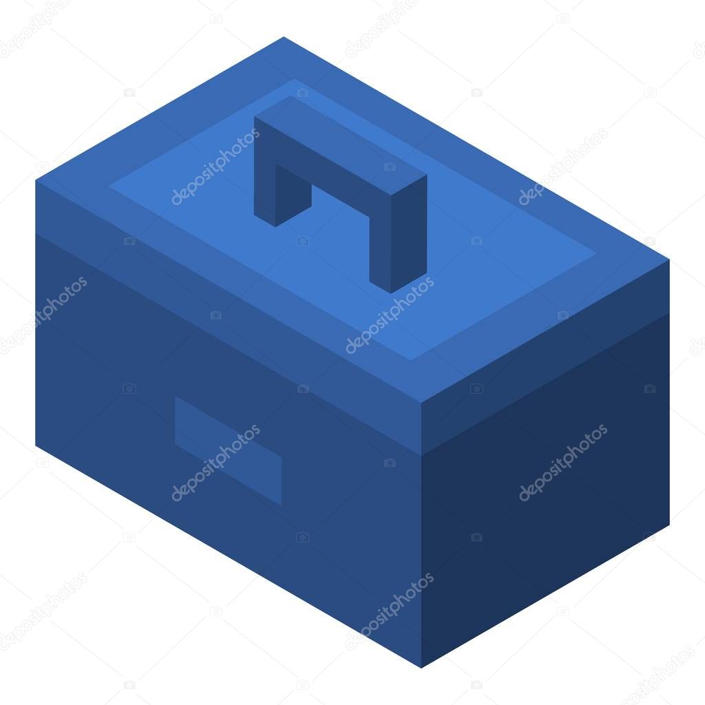 Blue tool box icon, isometric style