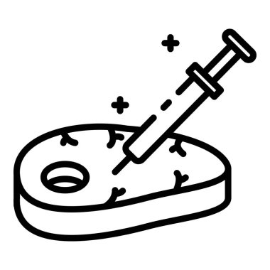 Şırınga simgesi ile et, anahat tarzı