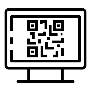 Monitör simgesindeki Qr kodu, anahat stili