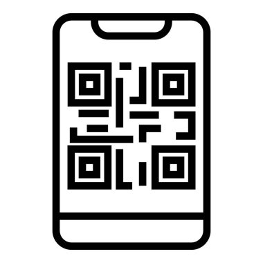 Akıllı telefon simgesinde Qr kodu, anahat stili
