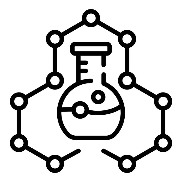 Icono de moléculas y frasco, estilo de contorno — Vector de stock