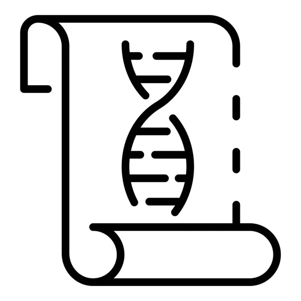 ДНК цепь на бумаге иконка, стиль контура — стоковый вектор