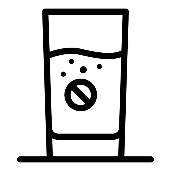 Aspirin w szklance ikony wody, zarys stylu — Wektor stockowy