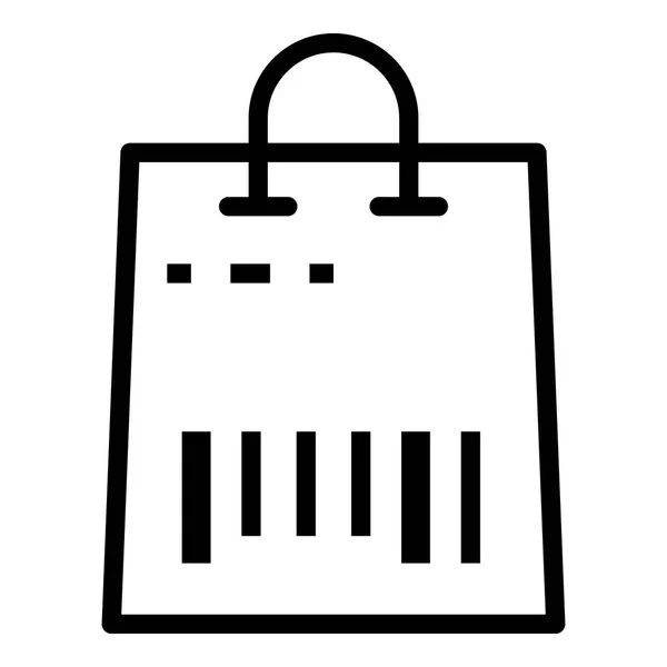 Vonalkód a táska ikonon, körvonalstílus — Stock Vector