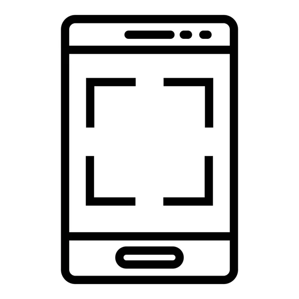 Zoek QR-code op smartphone icoon, contour stijl — Stockvector