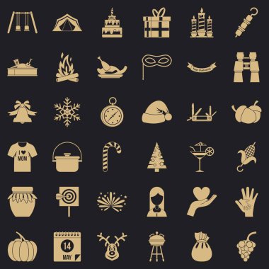 Anne gün Icons set, basit tarzı