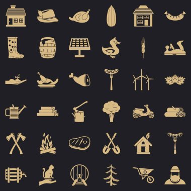 Şenlik ateşi Icons set, basit tarzı