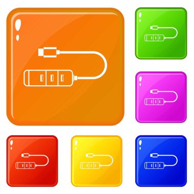 Usb adaptörü konektörleri simgeleri vektör rengini ayarlar