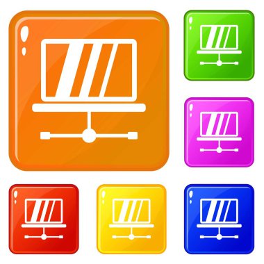 Dizüstü bilgisayar simgeleri vektör rengini ayarlar