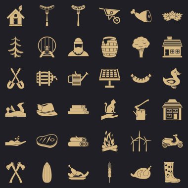 Çiftçi Icons set, basit tarzı