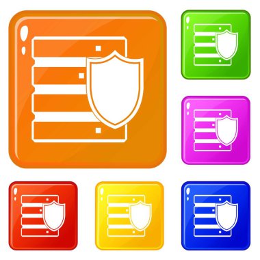 Kalkan simgeleri vektör rengini ayarlı veritabanı