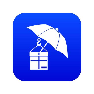 Şemsiye ve karton kutu simgesi dijital mavi