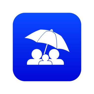 Şemsiye simgesi dijital mavi altında Aile