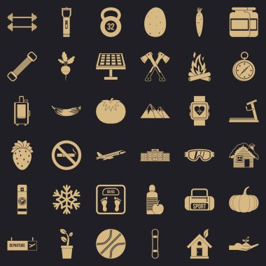 Sağlıklı yaşam Icons set, basit tarzı