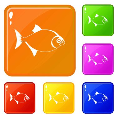 Balık simgeler kümesi vektör renk