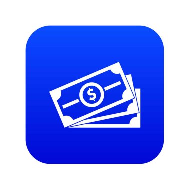 Dolar banknotları simgesi dijital mavi yığını