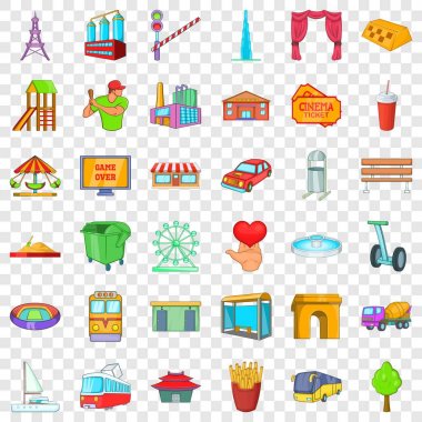 Metropolis Icons set, karikatür tarzı